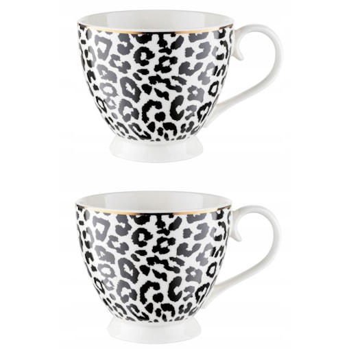 KUBEK WYSOKI NA NÓŻCE panterka 2szt na kawę cappuccino 400 ml herbatę