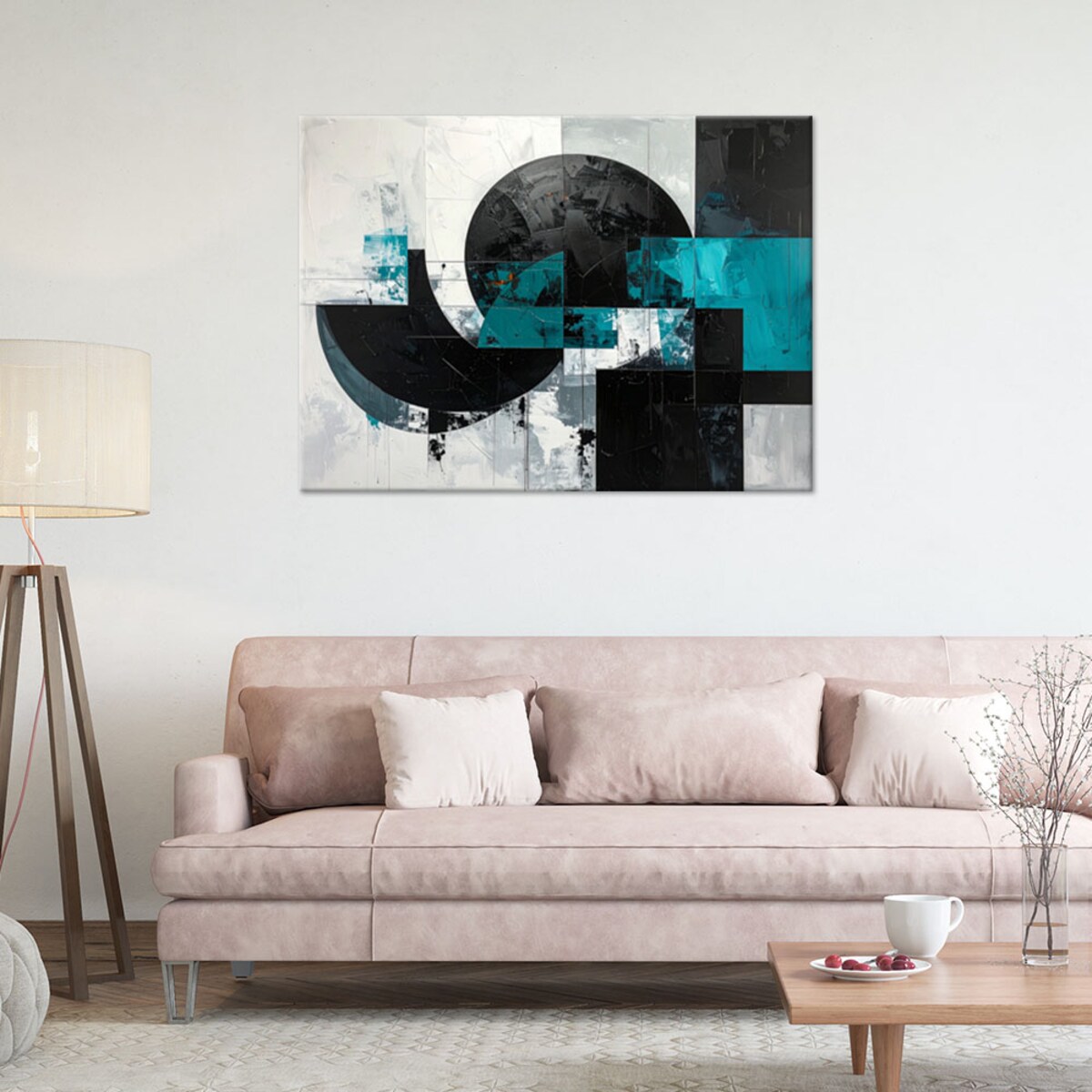 Obraz do salonu biura kuchni, Abstrakcyjne koła kształty turkusowy czarny