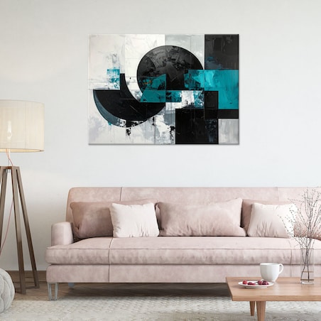 Obraz do salonu biura kuchni, Abstrakcyjne koła kształty turkusowy czarny