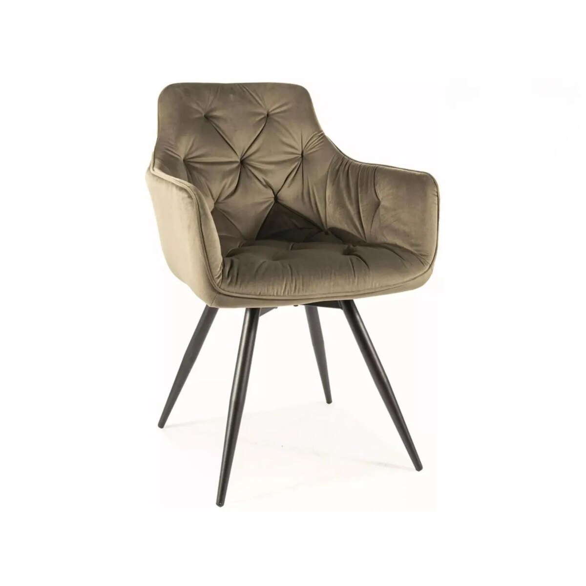 Krzesło tapicerowane MANGO VELVET oliwkowe obracane