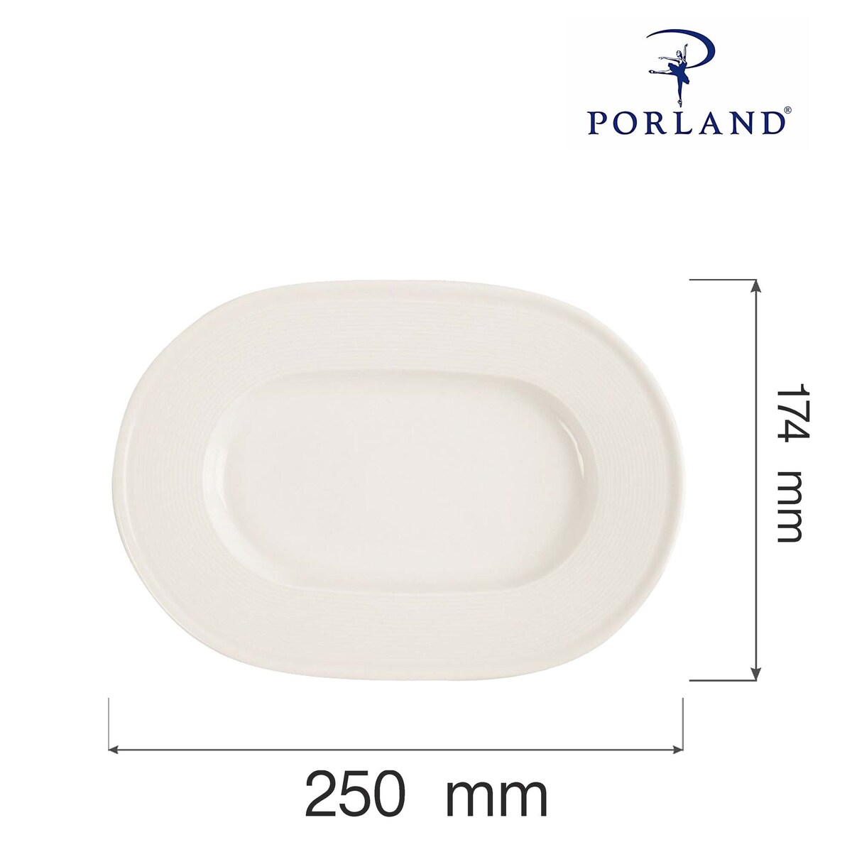 Półmisek owalny porcelanowy Line 250 mm kremowy