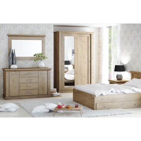 Konsimo VETIS Lustro w ramie w klasycznym stylu dąb szary, dąb naturalny