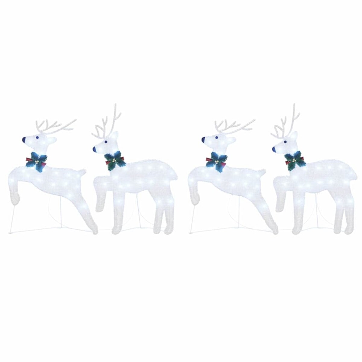 vidaXL LED Renifery 4 pcs Srebrny tkanina