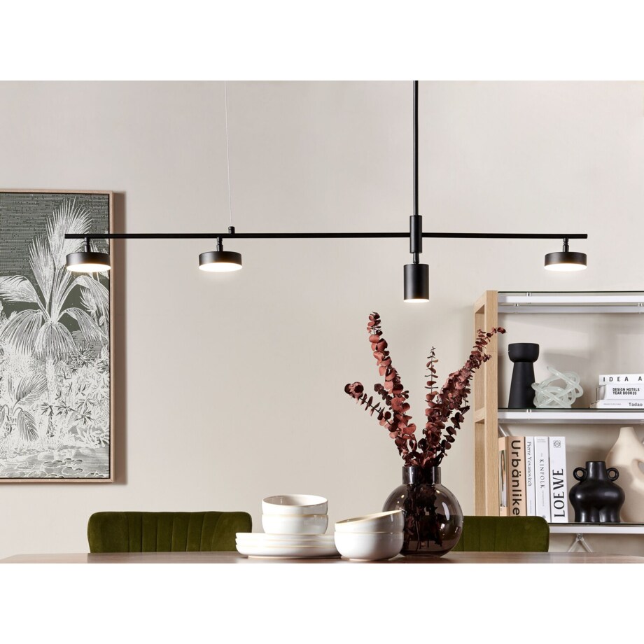 Lampa wisząca 4-punktowa LED metalowa czarna FOYLE