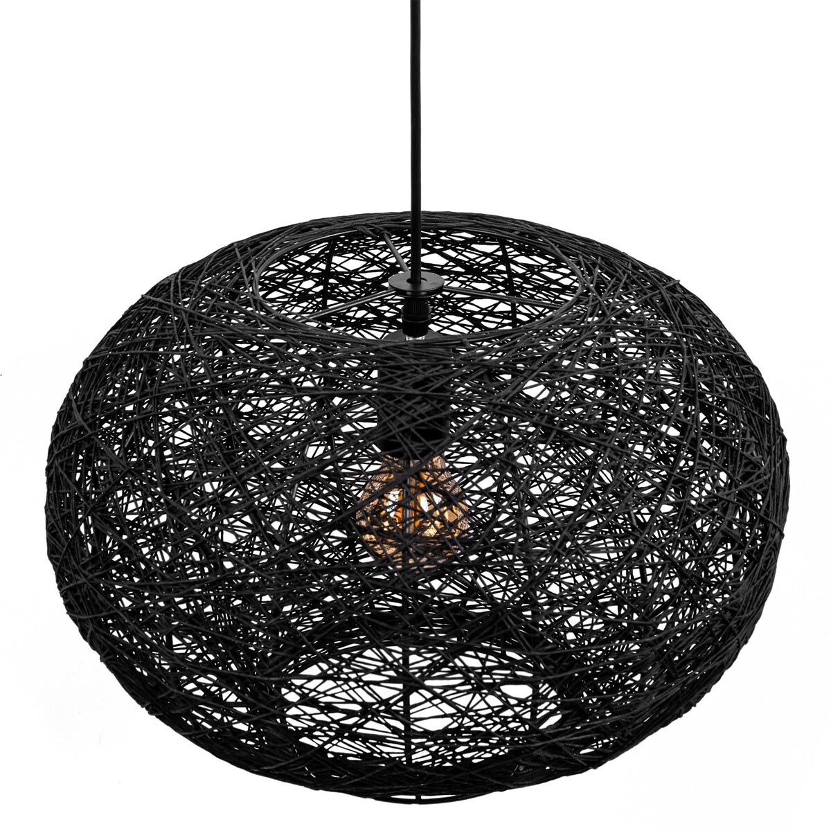 Lampa wisząca pleciona czarna APP1321-1CP