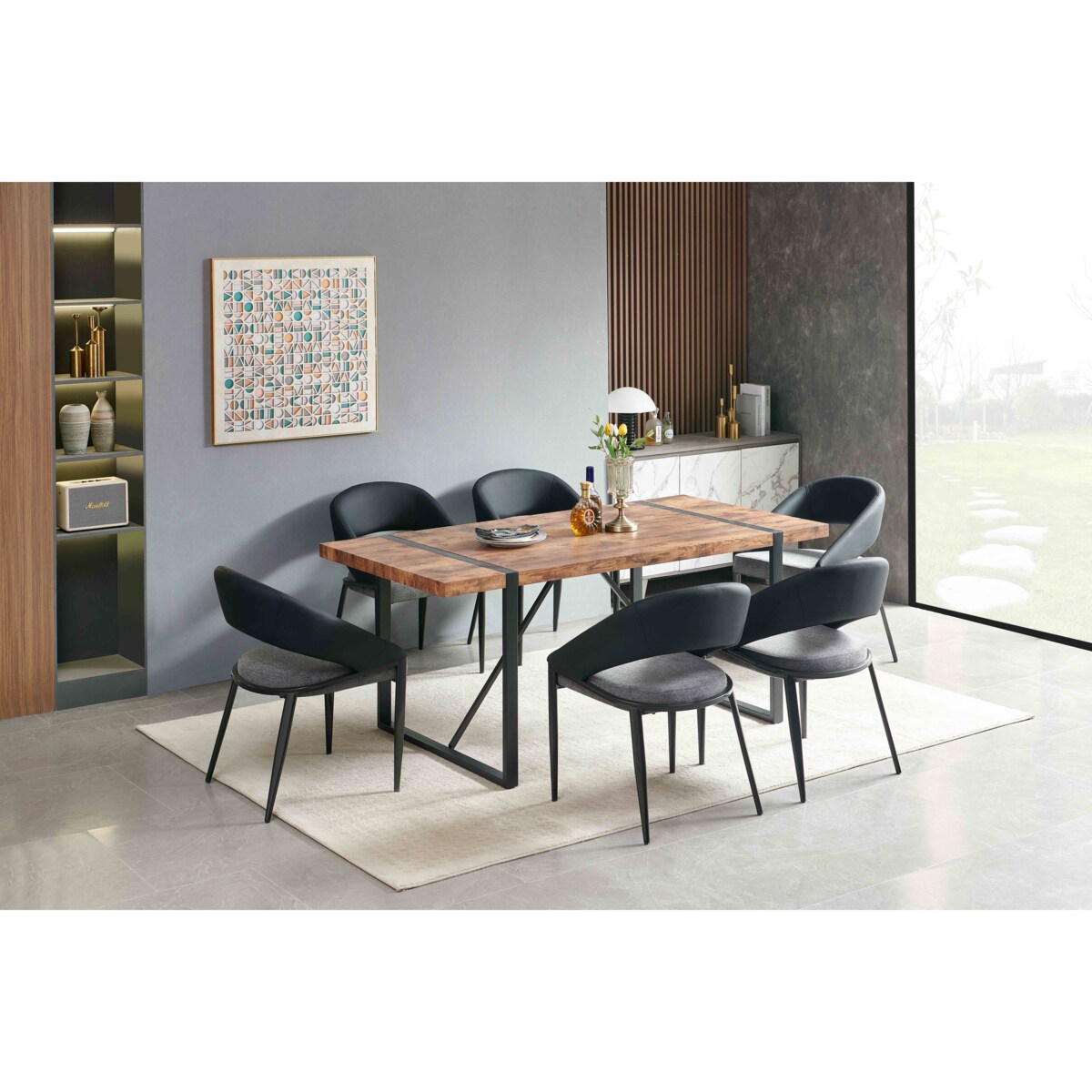 Krzesło welurowe plecione BERGAMO czarno-szare