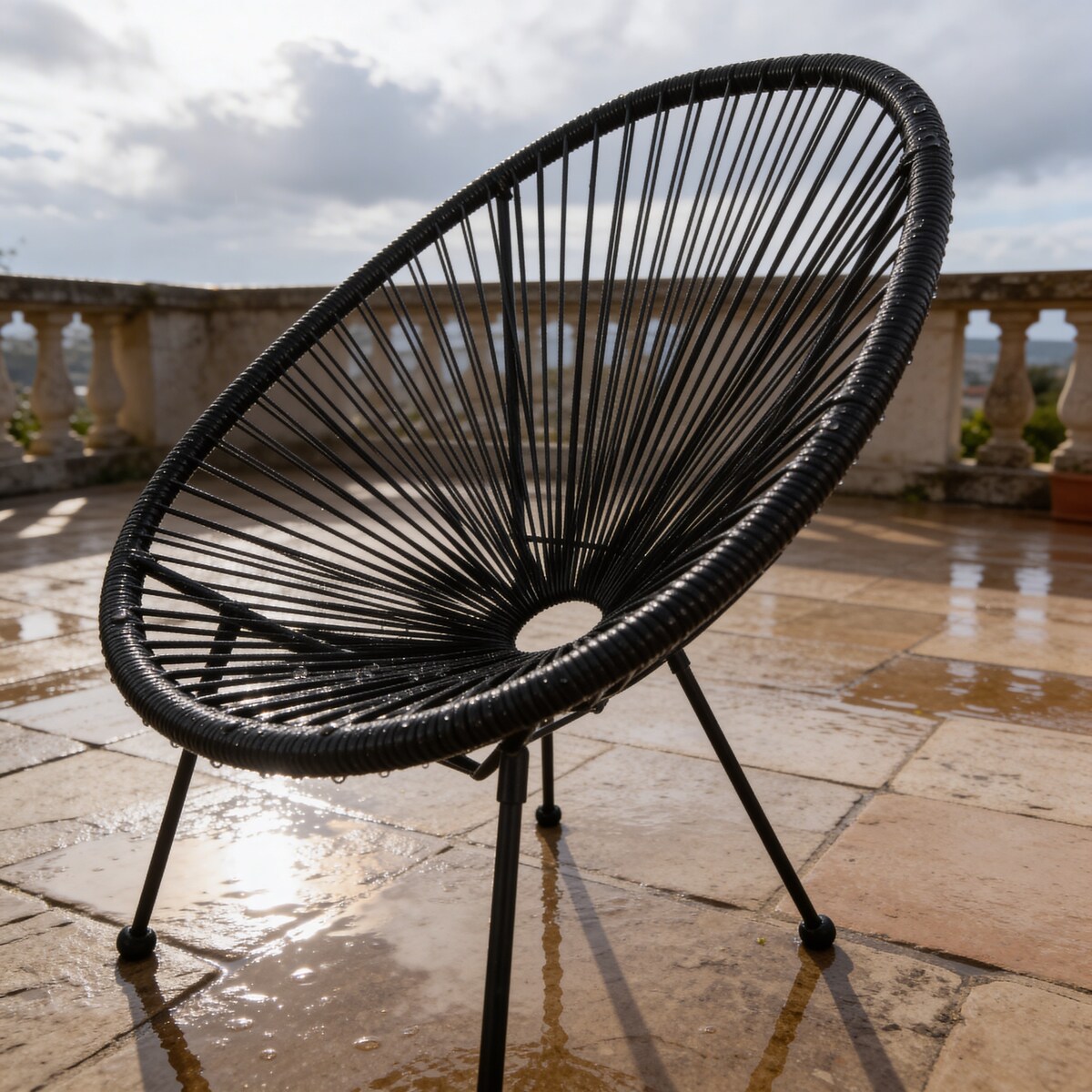 Krzesło ogrodowe ACAPULCO czarne na taras retro