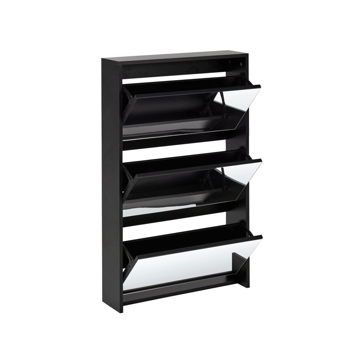 Szafka na buty 3 przegrody lustrzane fronty czarna MIDFIELD