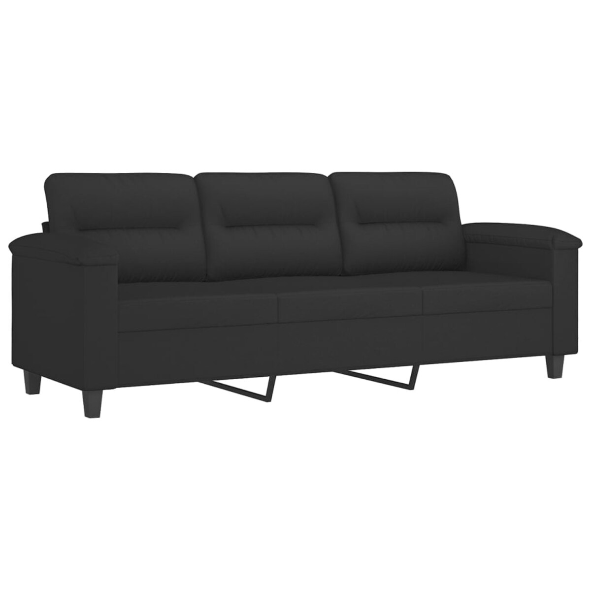 vidaXL 3-os. sofa z podnóżkiem, czarna, 180 cm, obita mikrofibrą