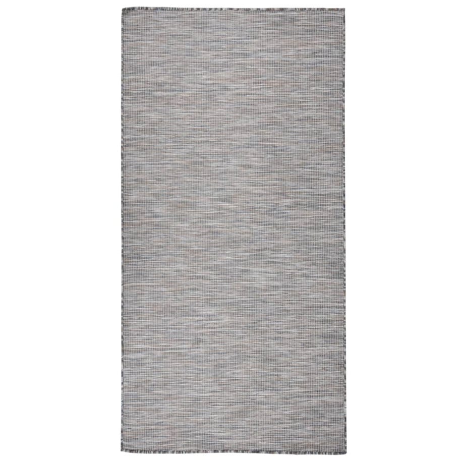 vidaXL Dywan zewnętrzny o płaskim splocie 100x200cm, brązowo-niebieski
