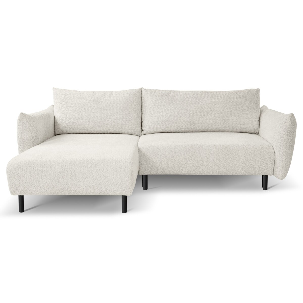 Narożnik DELI z funkcją spania na nóżkach, lewostronny, kremowy