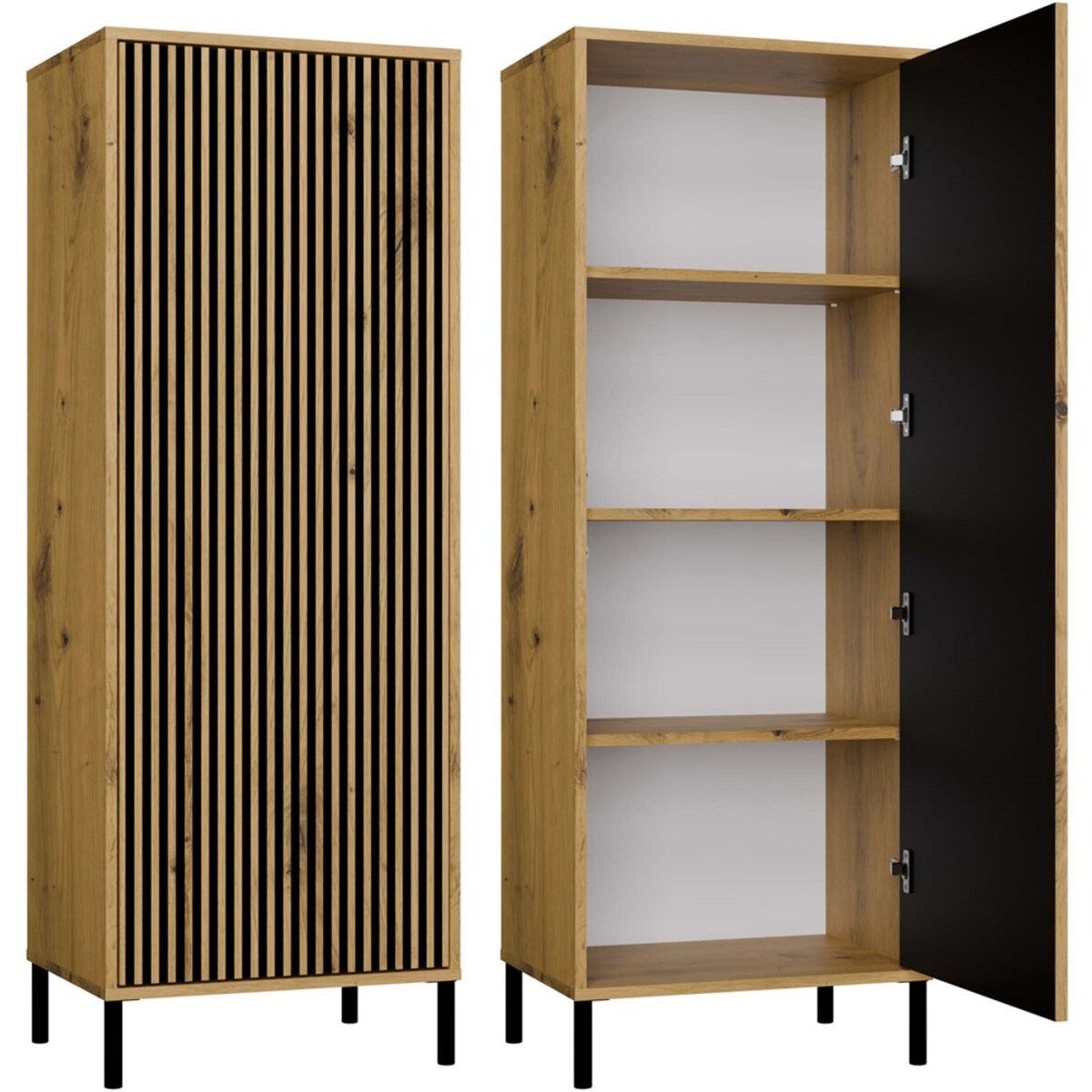 Witryna KAMARO 1DD SLIM DĄB ARTISAN Lamele Front Ryflowany