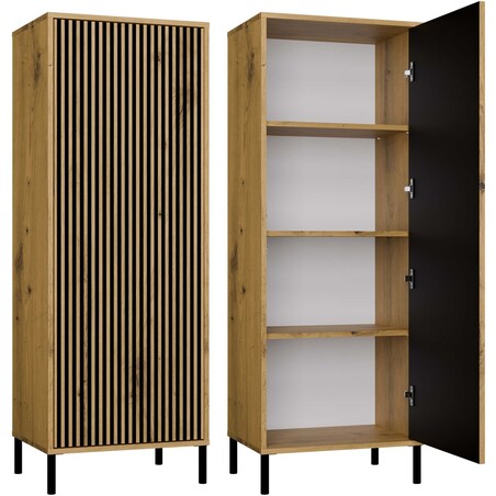 Witryna KAMARO 1DD SLIM DĄB ARTISAN Lamele Front Ryflowany
