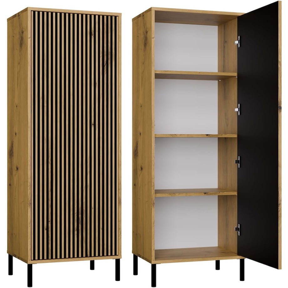 Witryna KAMARO 1DD SLIM DĄB ARTISAN Lamele Front Ryflowany