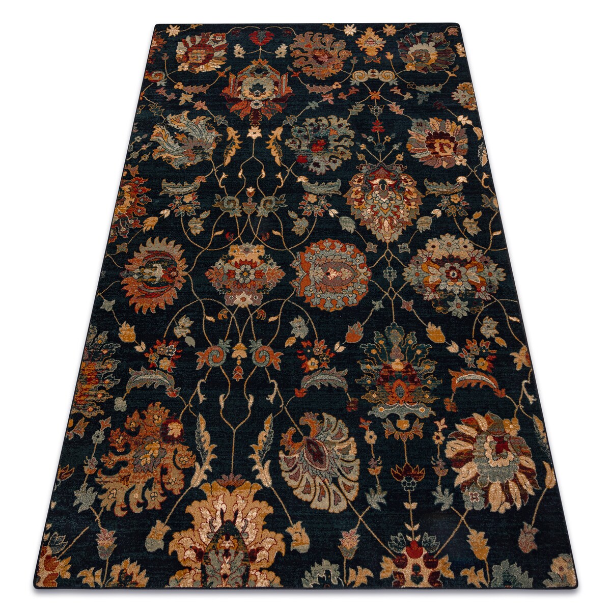 Dywan wełniany OMEGA LATICA Kwiaty navy 135x200 cm