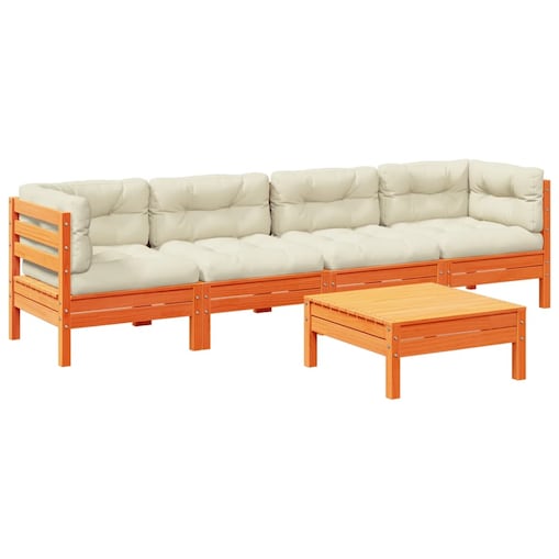 vidaXL 5-cz. zestaw mebli ogrodowych z poduszkami, woskowy brąz, sosna