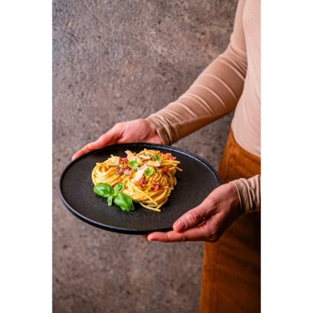 Serwis obiadowy Anun czarny na 12 osób 36 szt. Nowoczesny Do zmywarki Komplet talerzy