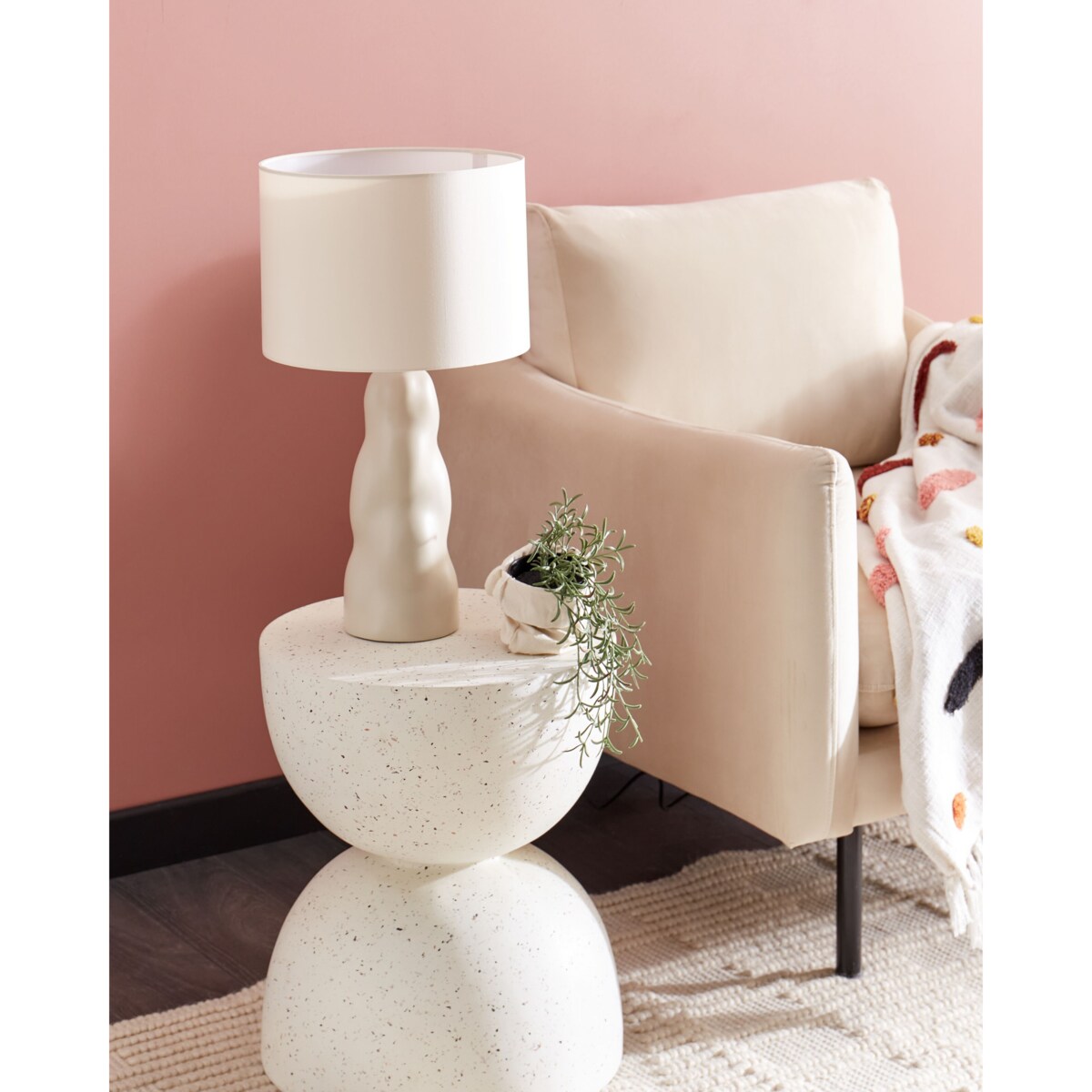 Lampa stołowa ceramiczna beżowa VILAR