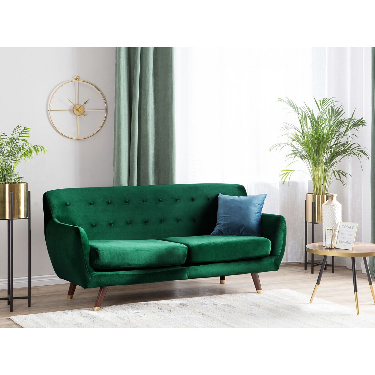 Sofa 3-osobowa welurowa zielona BODO