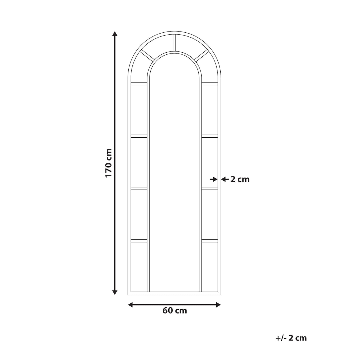 Lustro ścienne CROSSES 60 cm 170 cm Metal Złoty