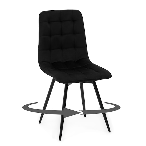 Krzesło tapicerowane obrotowe do salonu ARCO czarny welur