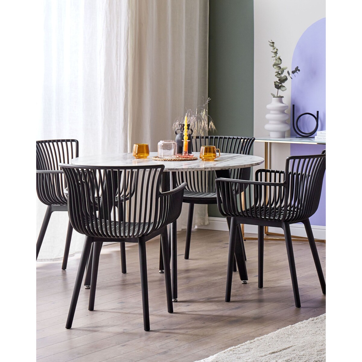 Zestaw 4 krzeseł do jadalni czarny PESARO