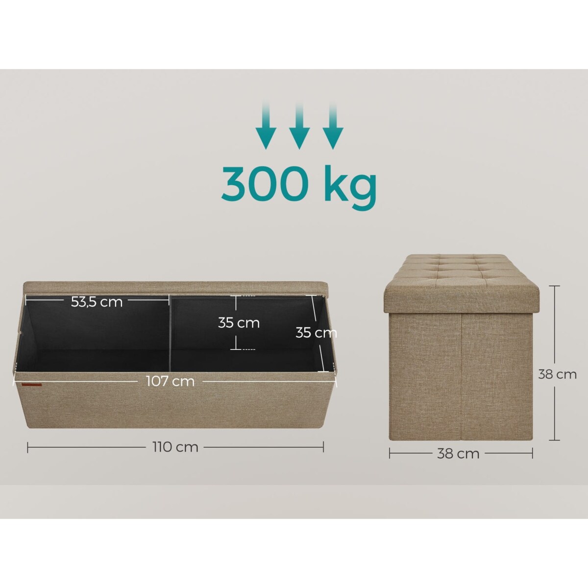 Pufa 110X38X38 Cm Jasny Taupe