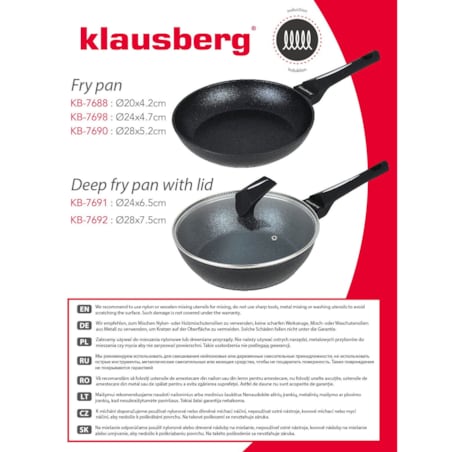 Patelnia głęboka z powłoką marmurową non-stick 28cm indukcja KLAUSBERG