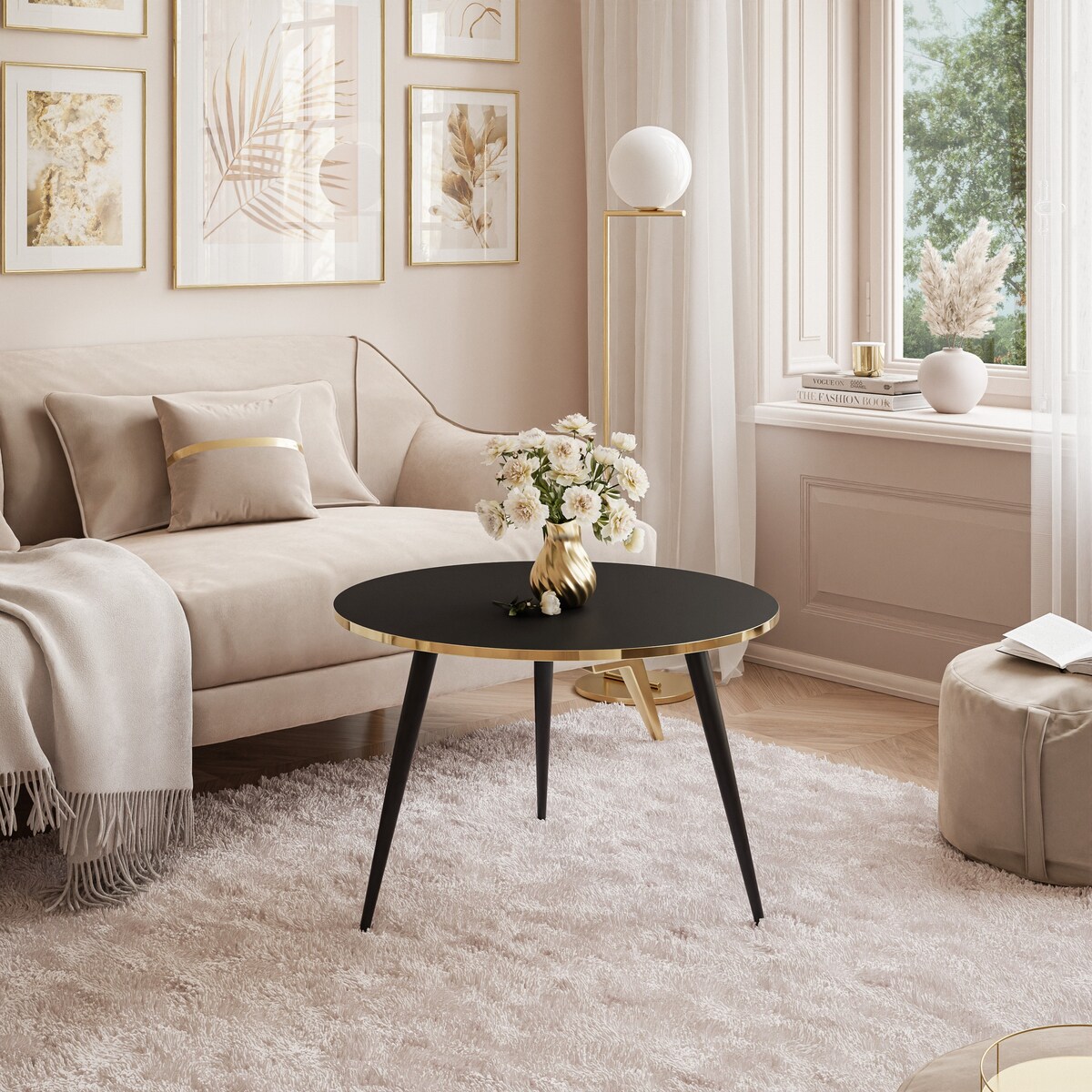 Okrągły stolik kawowy SOLEIL czarny mat