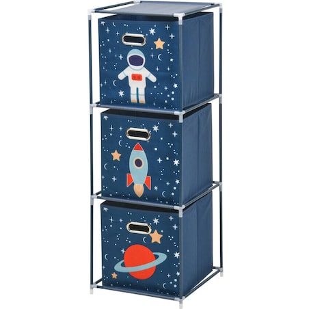 Regał na zabawki z pojemnikami Misja kosmiczna, 35 x 35 x 102 cm