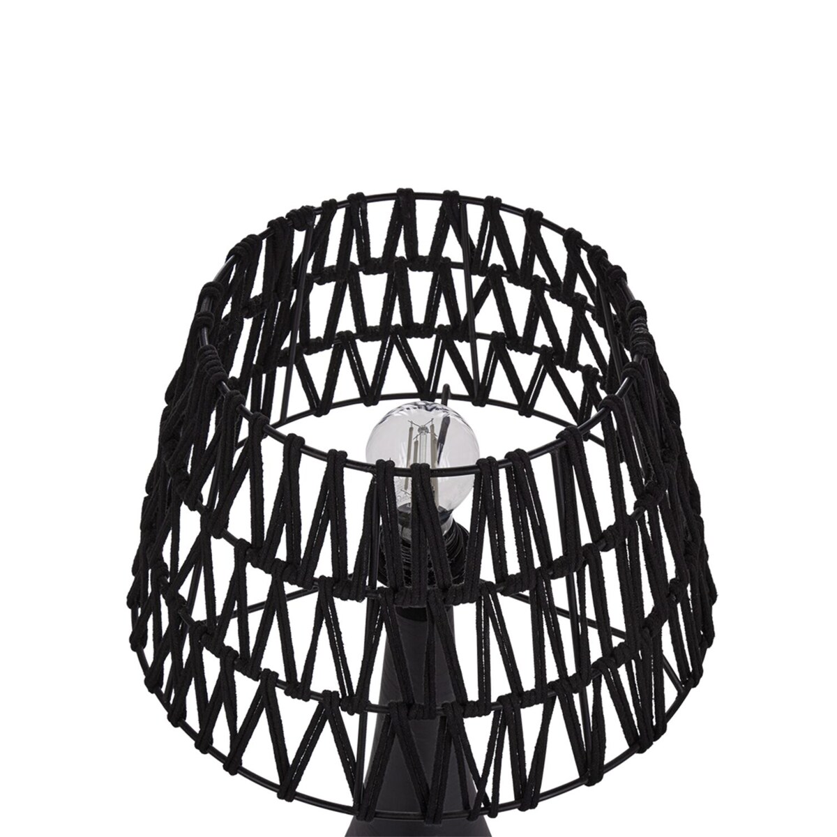 Lampa stołowa drewno mango czarna PELLEJAS