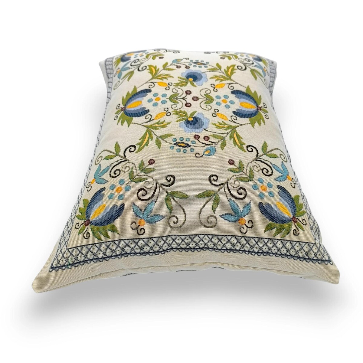 Dwustronna folkowa podłużna poduszka gobelinowa 46x36 Legenda