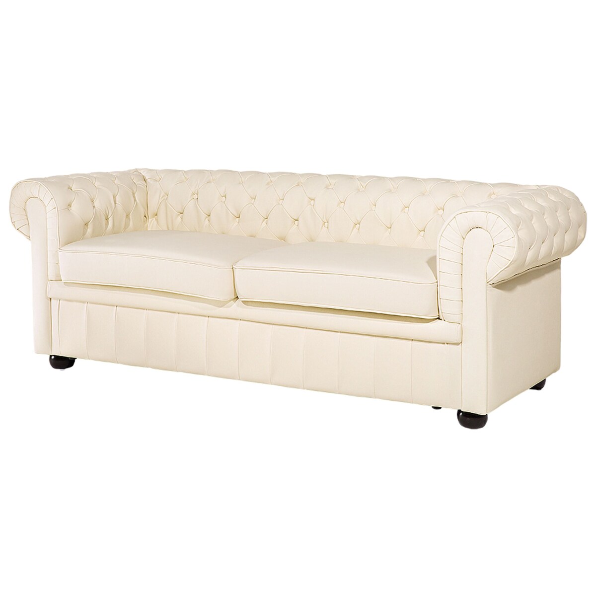 Sofa 3-osobowa skórzana kremowa CHESTERFIELD