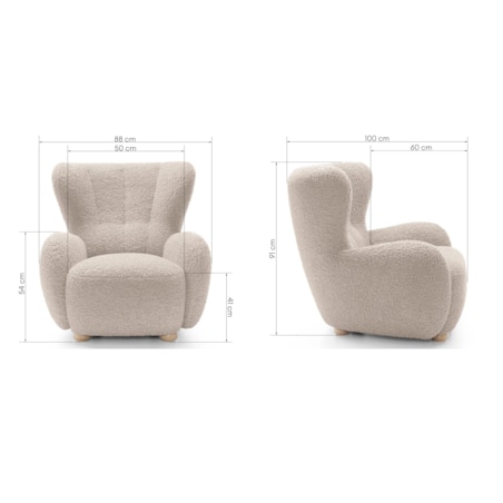 Fotel uszak boucle 91x88x100 cm POLTRONA beżowy