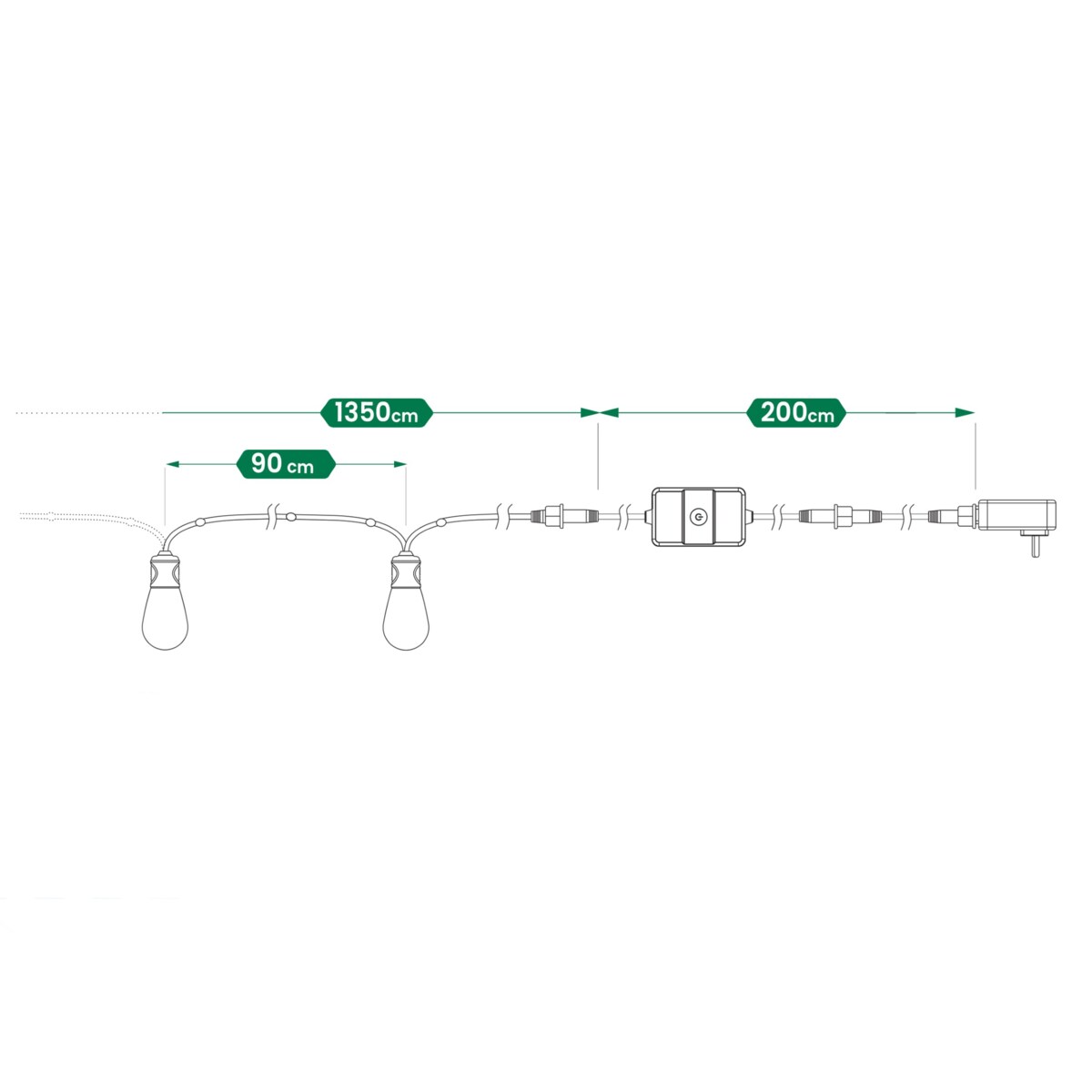 Girlanda LED świetlna 13,5 m SMART sterowana aplikacją