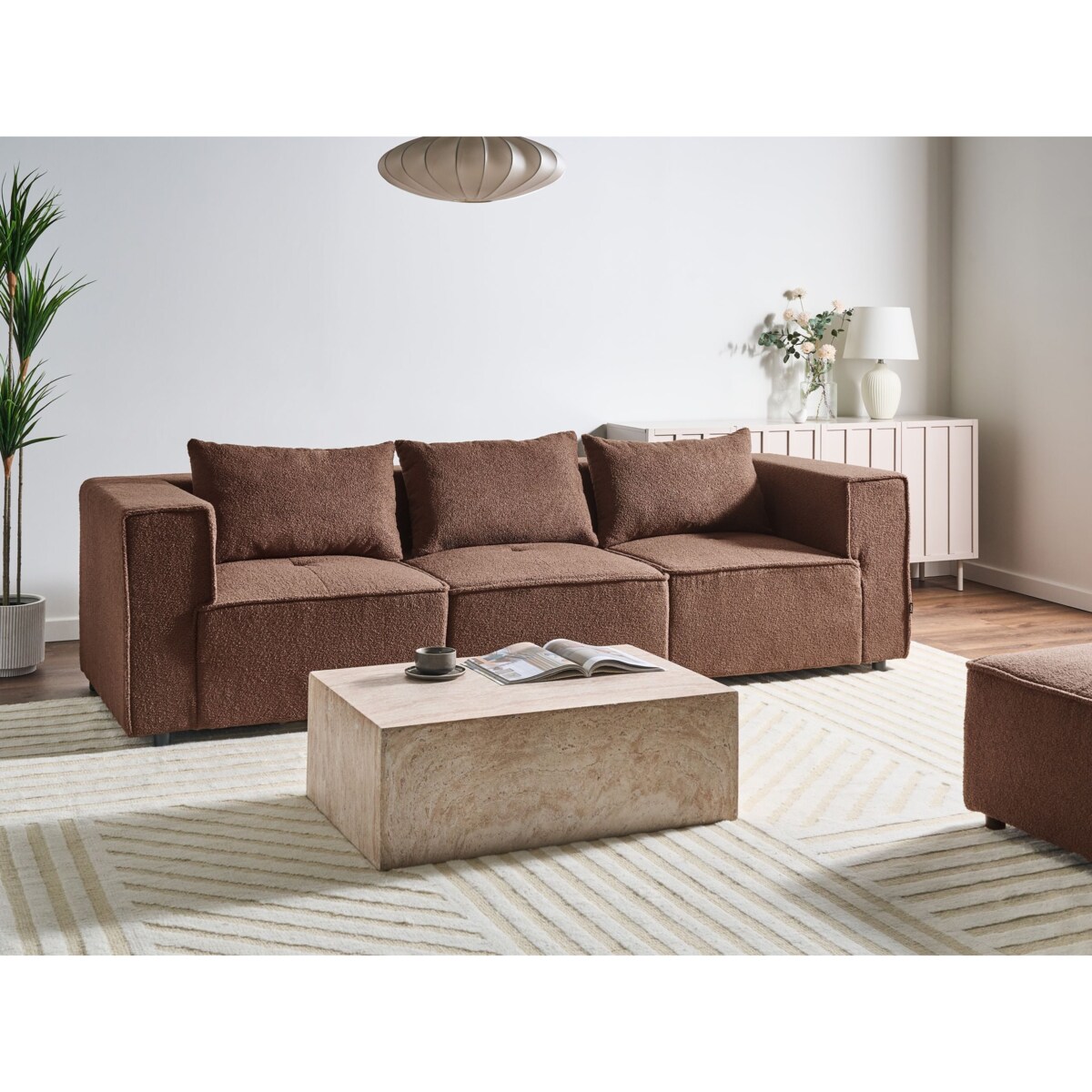 Sofa modułowa dla 3 osób AXEBO Boucle Brązowy
