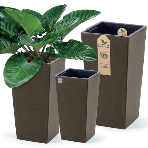 Donica Doniczka Ogrodowa 19,5/24/29,5 Cm Zestaw Na Taras Do Ogrodu Domu Eco Wood Kawa