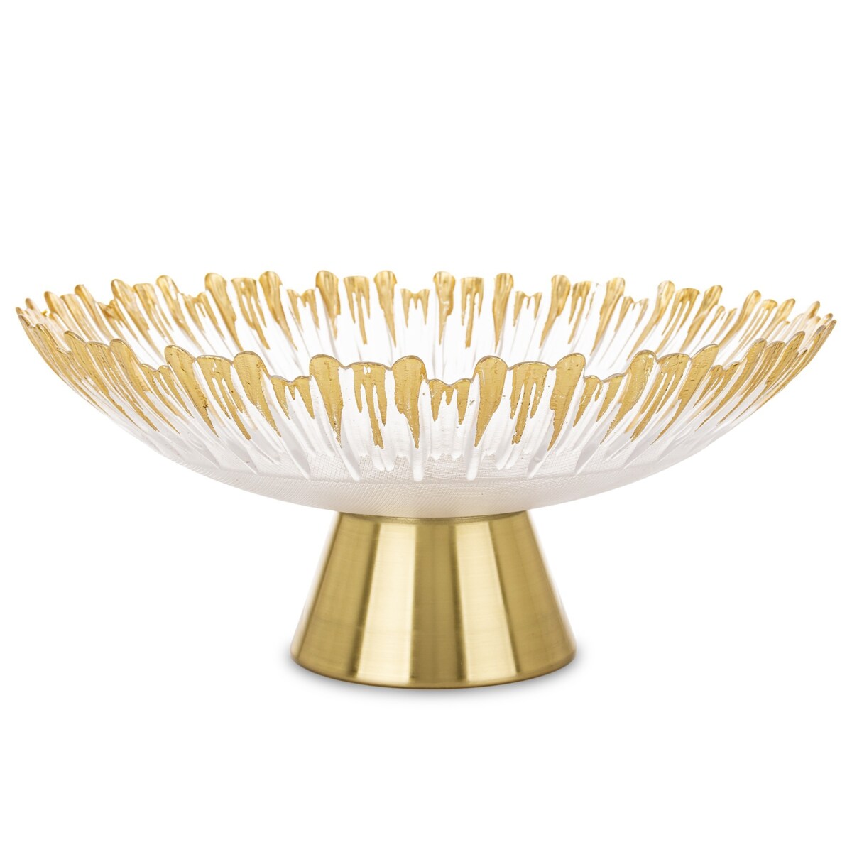 Patera szklana na złotej nóżce 15x33x33 cm SINHA-2 głęboka