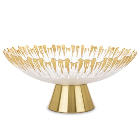 Patera szklana na złotej nóżce 15x33x33 cm SINHA-2 głęboka