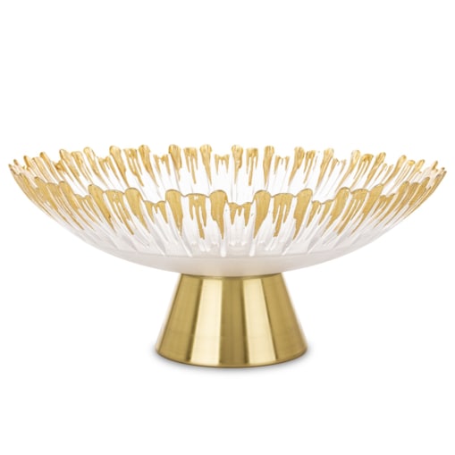 Patera szklana na złotej nóżce 15x33x33 cm SINHA-2 głęboka