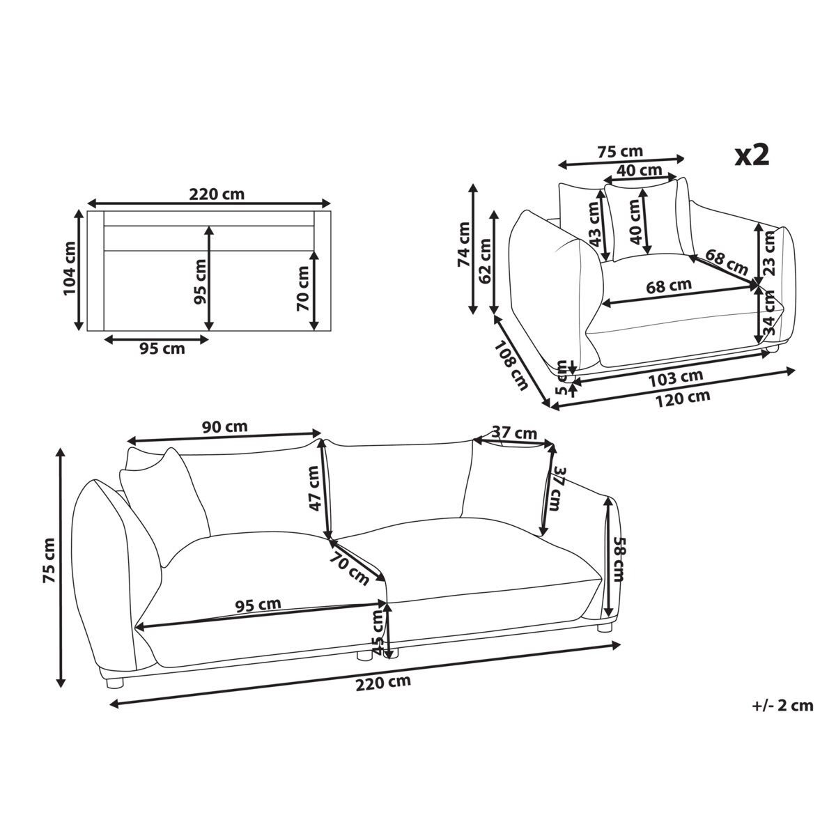 Zestaw wypoczynkowy 5-osobowy welurowy beżowoszary LUVOS