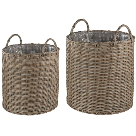 Zestaw 2 koszy na kwiaty z technorattanu brązowy BITOLA