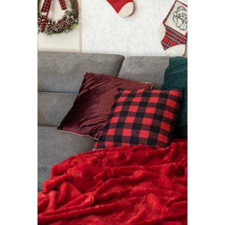 Poduszka w kratę, poliester, 45 x 45 cm