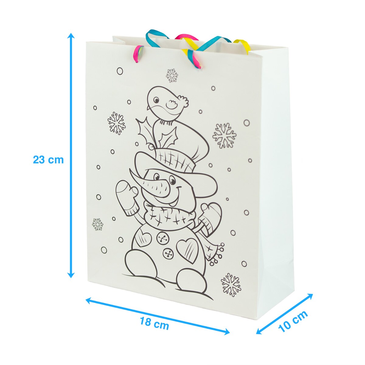 Torebka Prezentowa Na Prezent Do Kolorowania Dla Dzieci 23X18X10 Cm Bałwanek