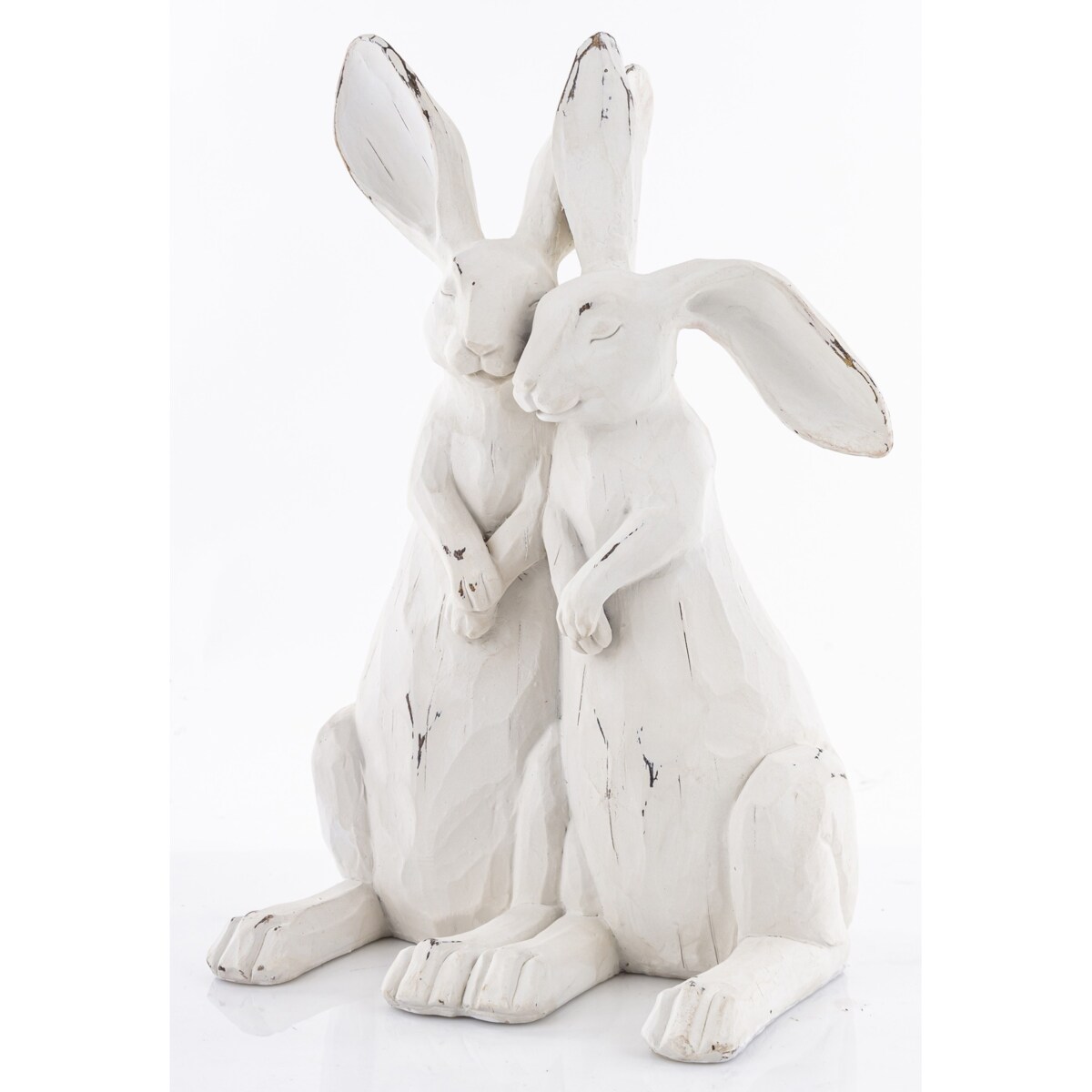 Dekoracja - figurka 2 białe ZAJĄCZKI-2 przytulone 32x20x17 cm
