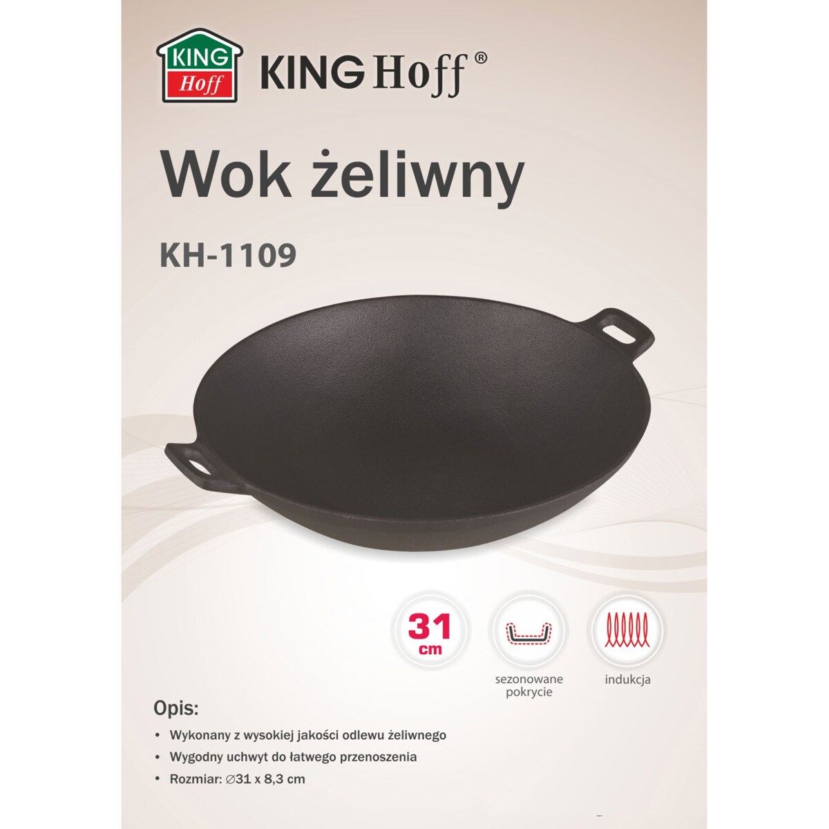 Wok żeliwny 31cm KINGHOFF