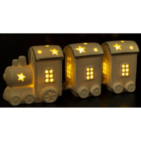 Dekoracja - ceramiczny pociąg LED 9x24x6 cm WHITE