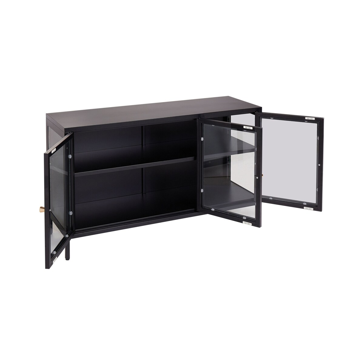 Szafka trzydrzwiowa metalowa ze szklaną gablotą czarna NEWPORT