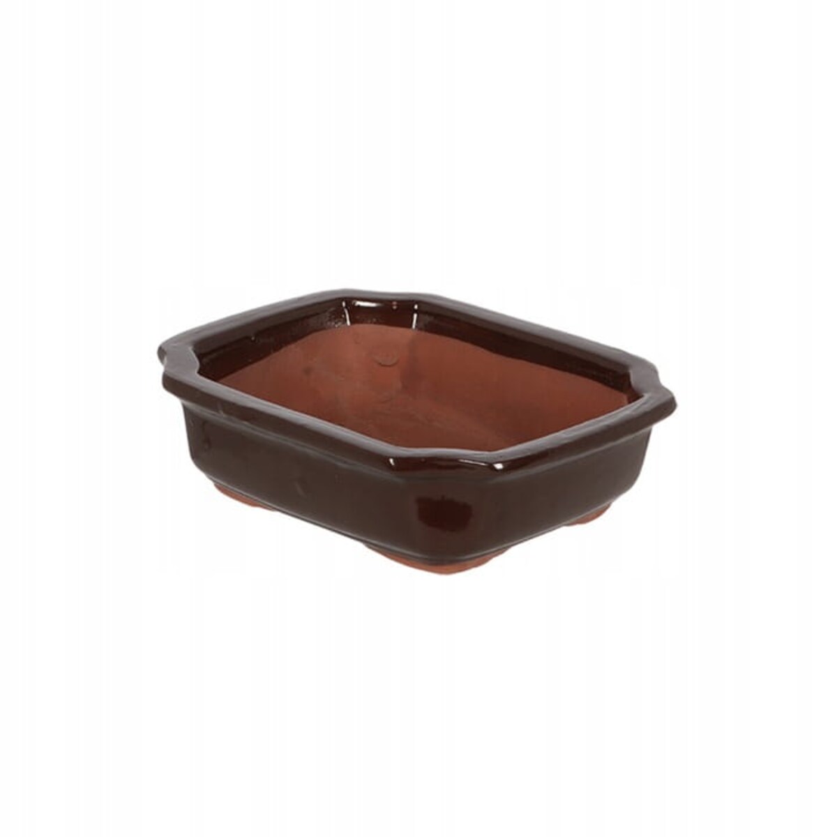 Doniczka Bonsai prostokątna S ceramiczna brązowa komplet