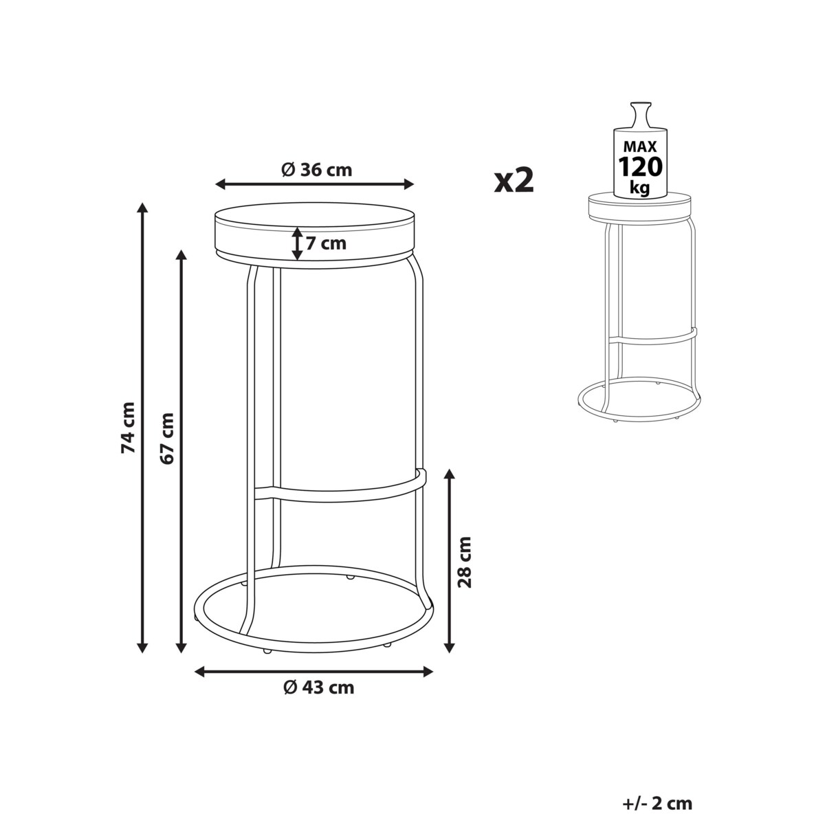 Zestaw 2 stołków barowych ekoskóra beżowy MILROY